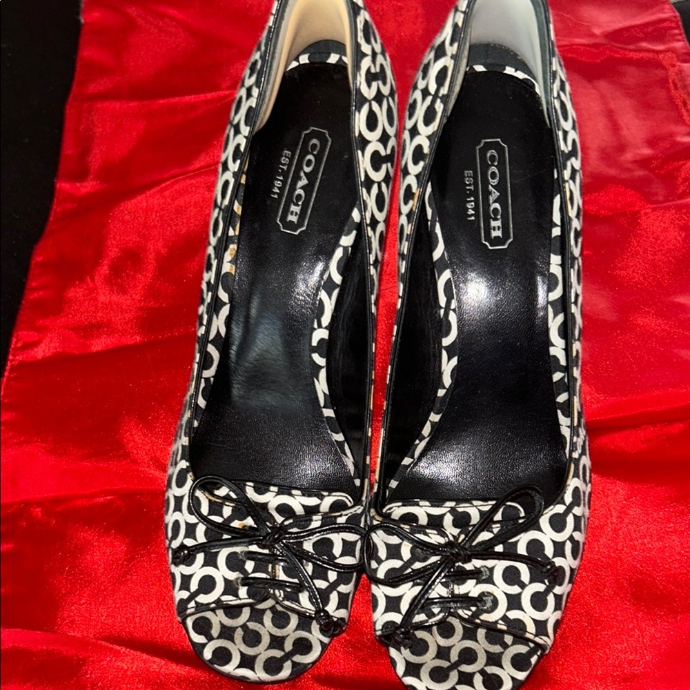 Coach Black & White Animal Print Heels